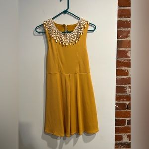Free people Mustard Yellow Wedding Casual. Summer spring dress, crochet